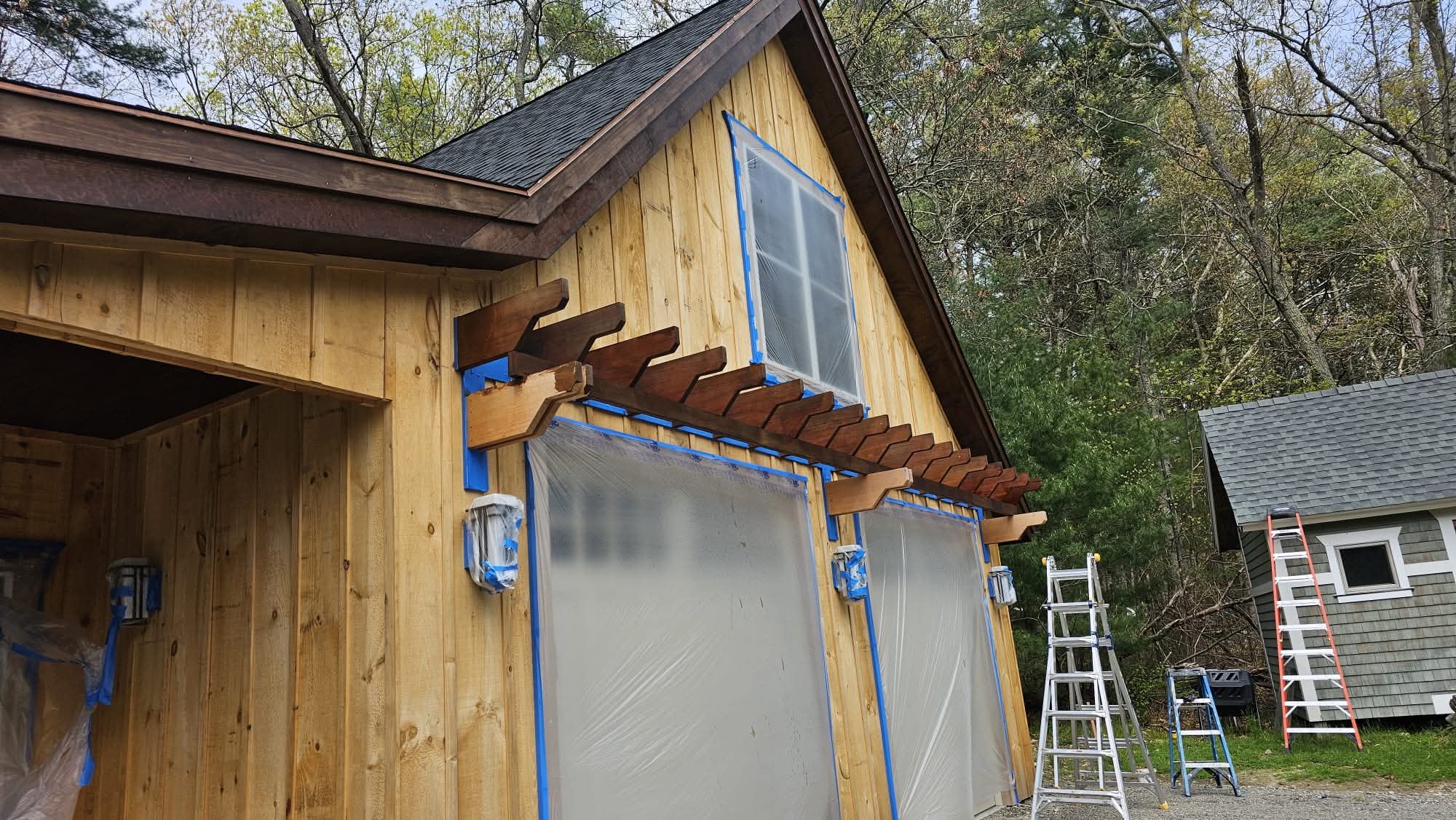 Wood siding and finish carpentry detail on residential project